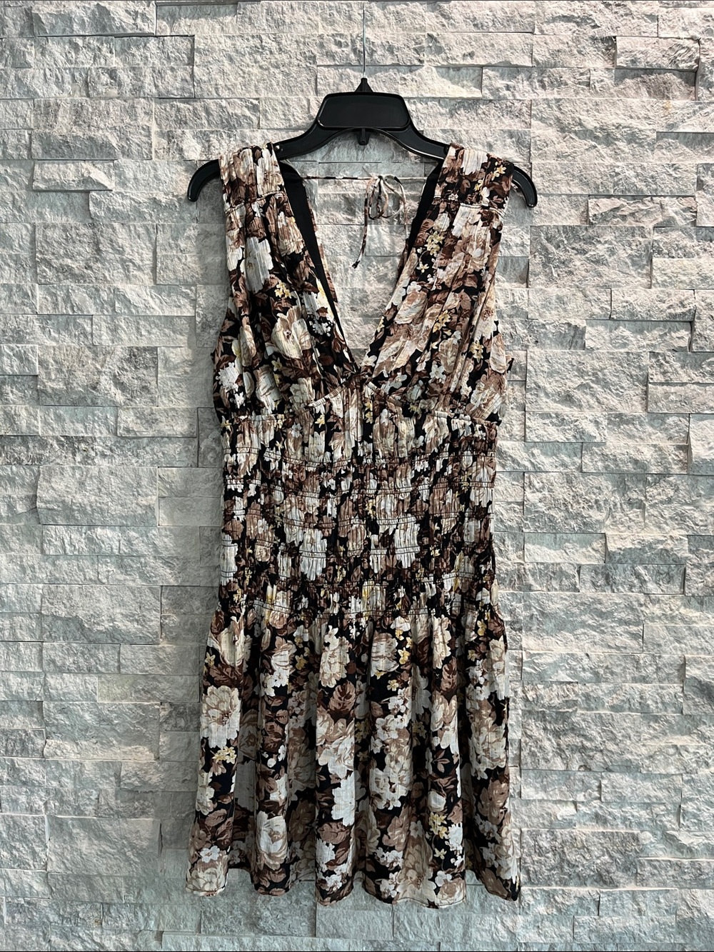 Abercrombie & Fitch Drop-Waist  Floral Smocked Mini Dress Sz-M